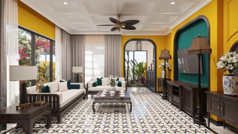 Sản phẩm sofa gỗ nhập khẩu sang trọng cho nhà biệt thự Gamuda - Hoàng Mai - Hà Nội Mẫu sofa gỗ sang trọng